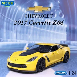 WELLY 1:24 2017 Chevrolet Corvette Z06 Car Alloy Car Model Simulation Car Die Casting Model Decoration Collection Gift Toy B80