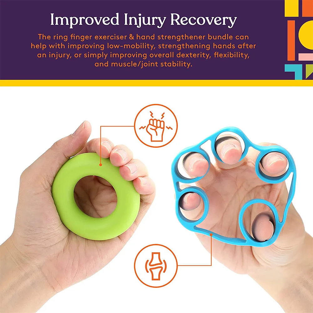 Therapy Kit Finger Exercisers and Hand Strengtheners Grip Dexterity Supports Injury and Recovery Stress Relief Kids and Adults