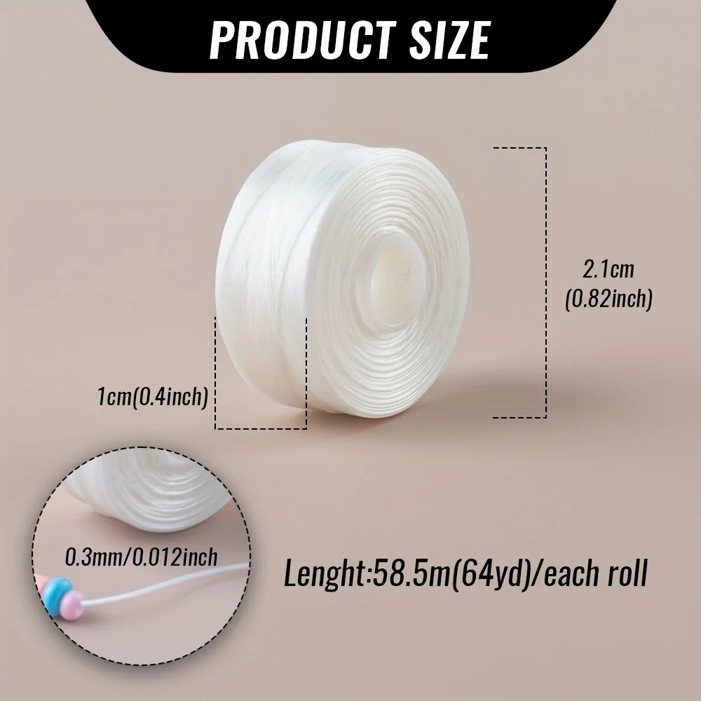 Nylon Monocord Thread - 0.3mm Size D 64 Yards Each Non-Elastic Beading Cord for Delica Seed Beads, Kumihimo - Detail 1