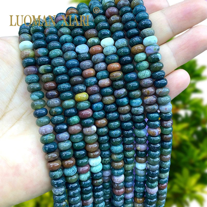Natural Stone Abacus 5x8mm Indian Agate Rondelle Loose Spacer Beads for Jewelry Making Diy Earrings Bracelets Charms Accessories