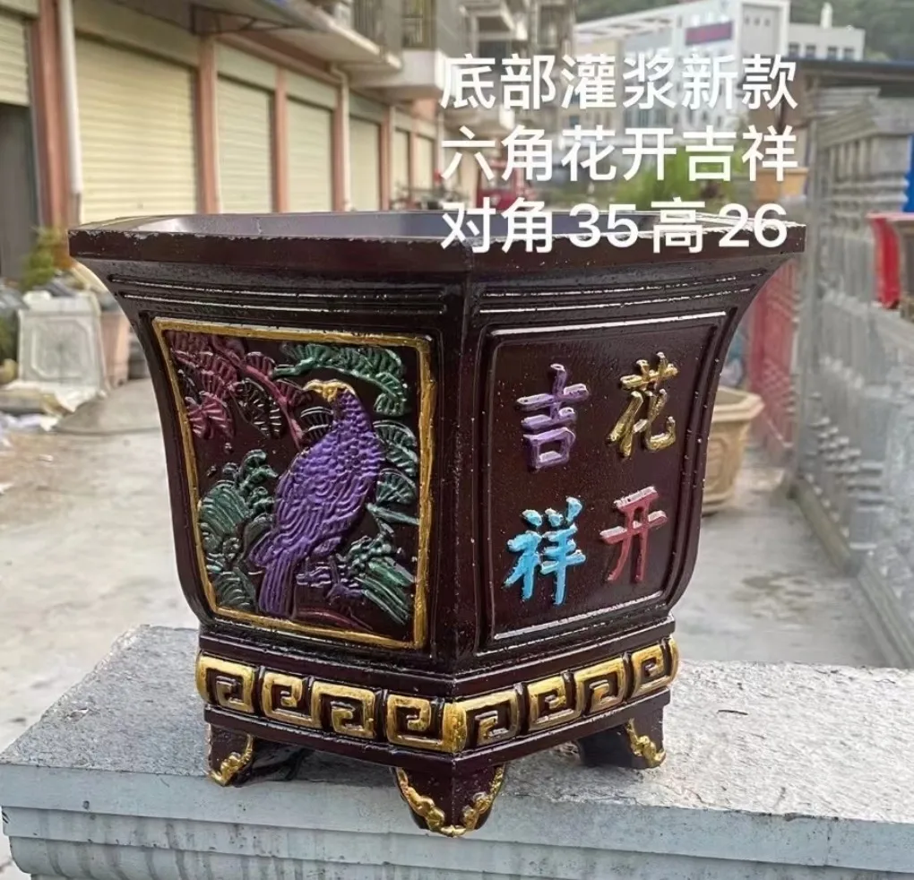 New hexagonal bottom grouted concrete cement planter making mold