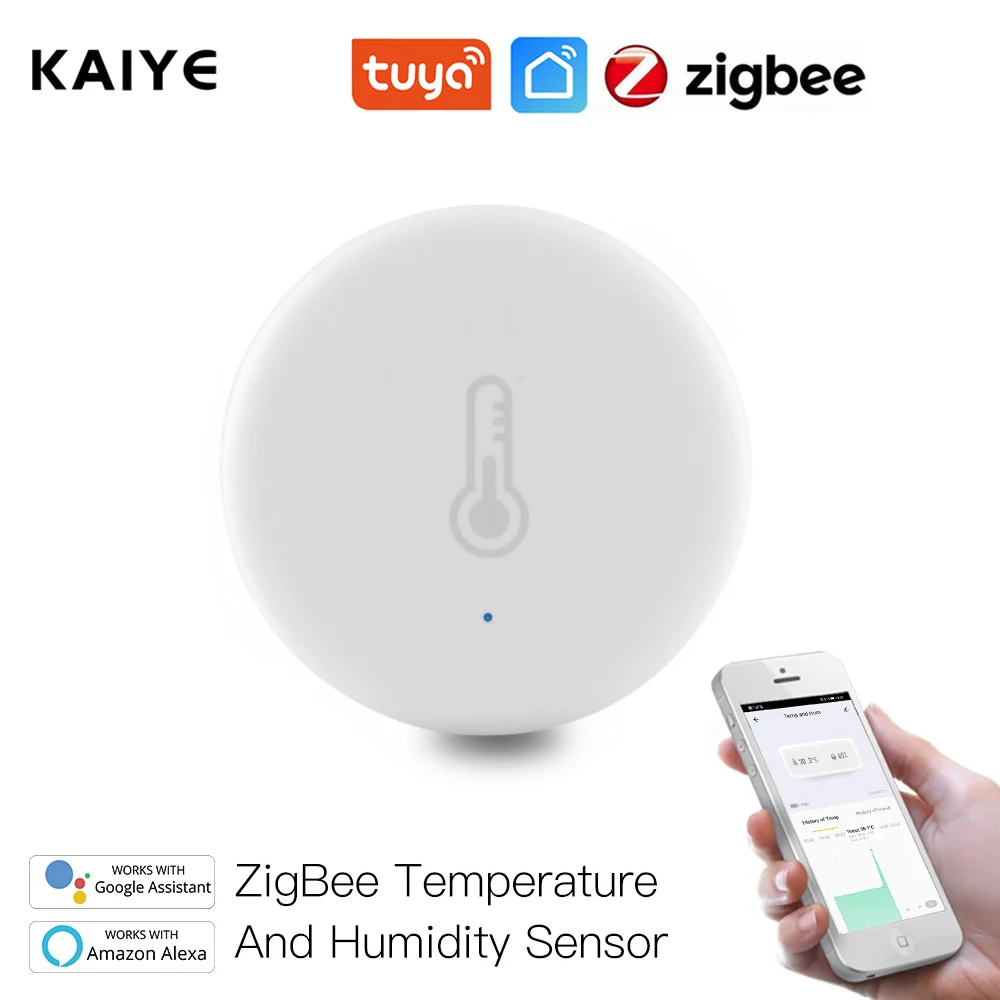 

Умный датчик температуры и влажности ZigBee, мини-Термометр-Гигрометр на батарейках с приложением Tuya Smart Life