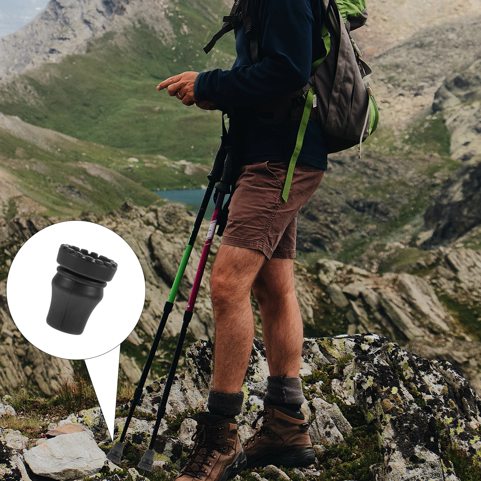 

2 Pcs Non-slip Mat Trekking Pole Foot Cover Pads Floor Walking Stick Protector Rubber Tips Protectors Travel
