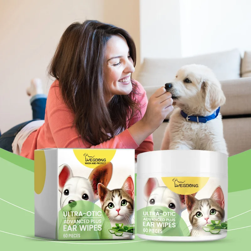 

Pet Ear Cleaning Wipes For Dogs & Cats, Gentle Ear Care Cotton Pads, Soothing Ear Itch Relief, Safe & Non-Irritating Formula
