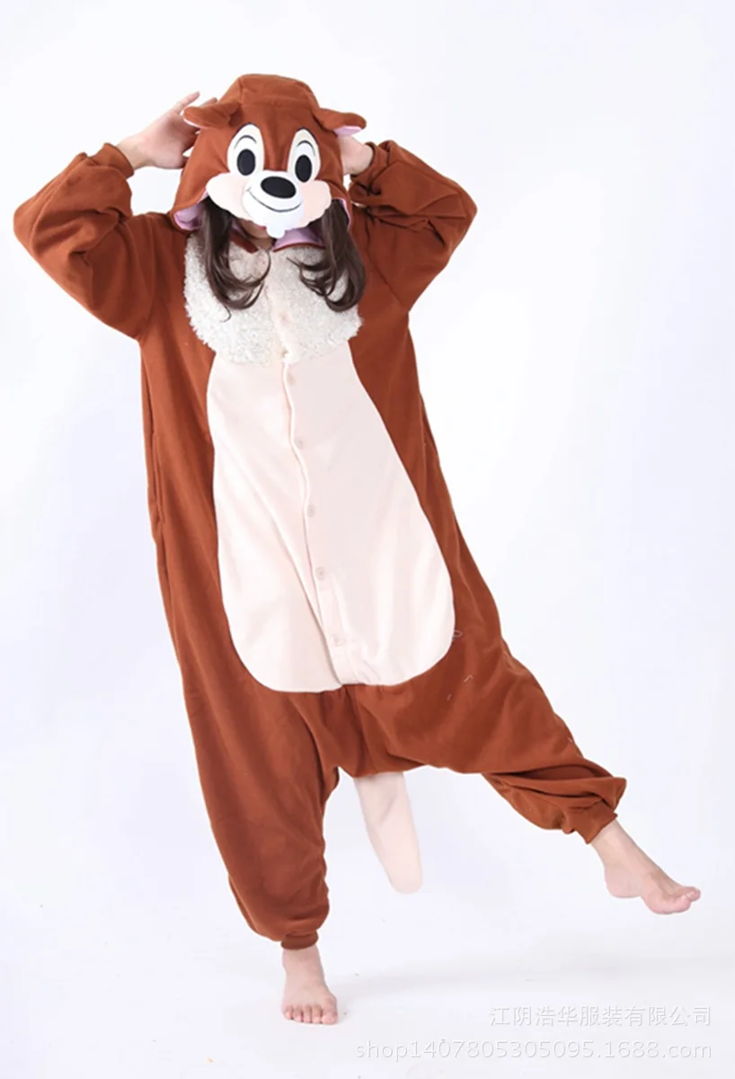 Disney Chip & Dale Flower Spirit Cartoon Jumpsuit Winterpyjama voor vrouwen Leuke Anime Mouse Cosplay Kostuum Speelgoed en hobby's