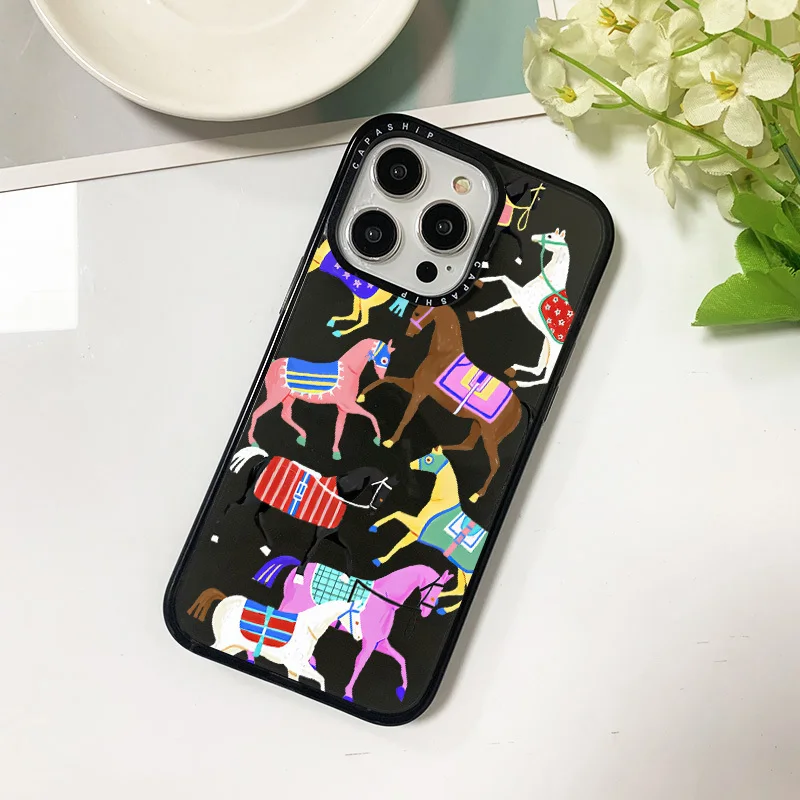 Artist Colorful Horse Clear Phone Case For Iphone 11 14 15 Pro Max Silicone Soft 12 13 Mini 7 Plus XR XS Max Shockproof Cover