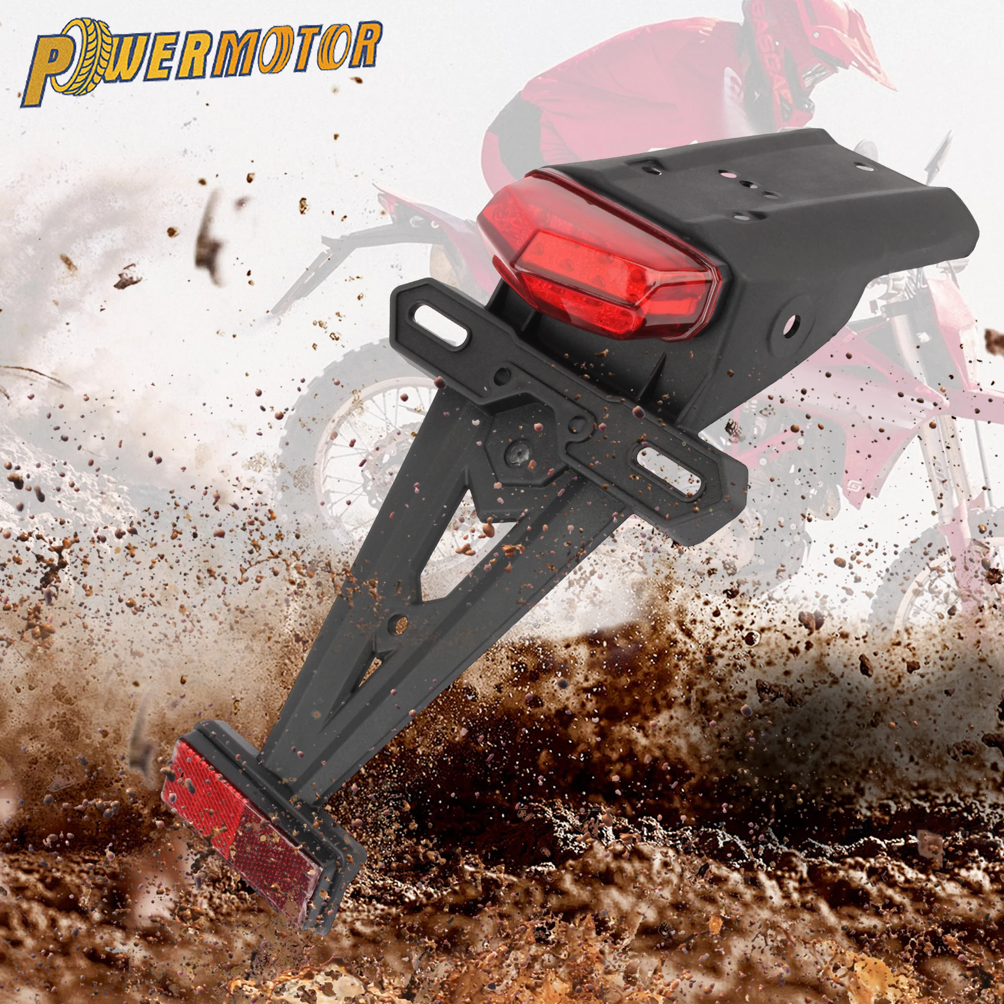 

Motorcycle LED Brake Tail Lights Fender License Number Plate Bracket Brake Signal Lamp Taillights Mudguard Motocross Accessories