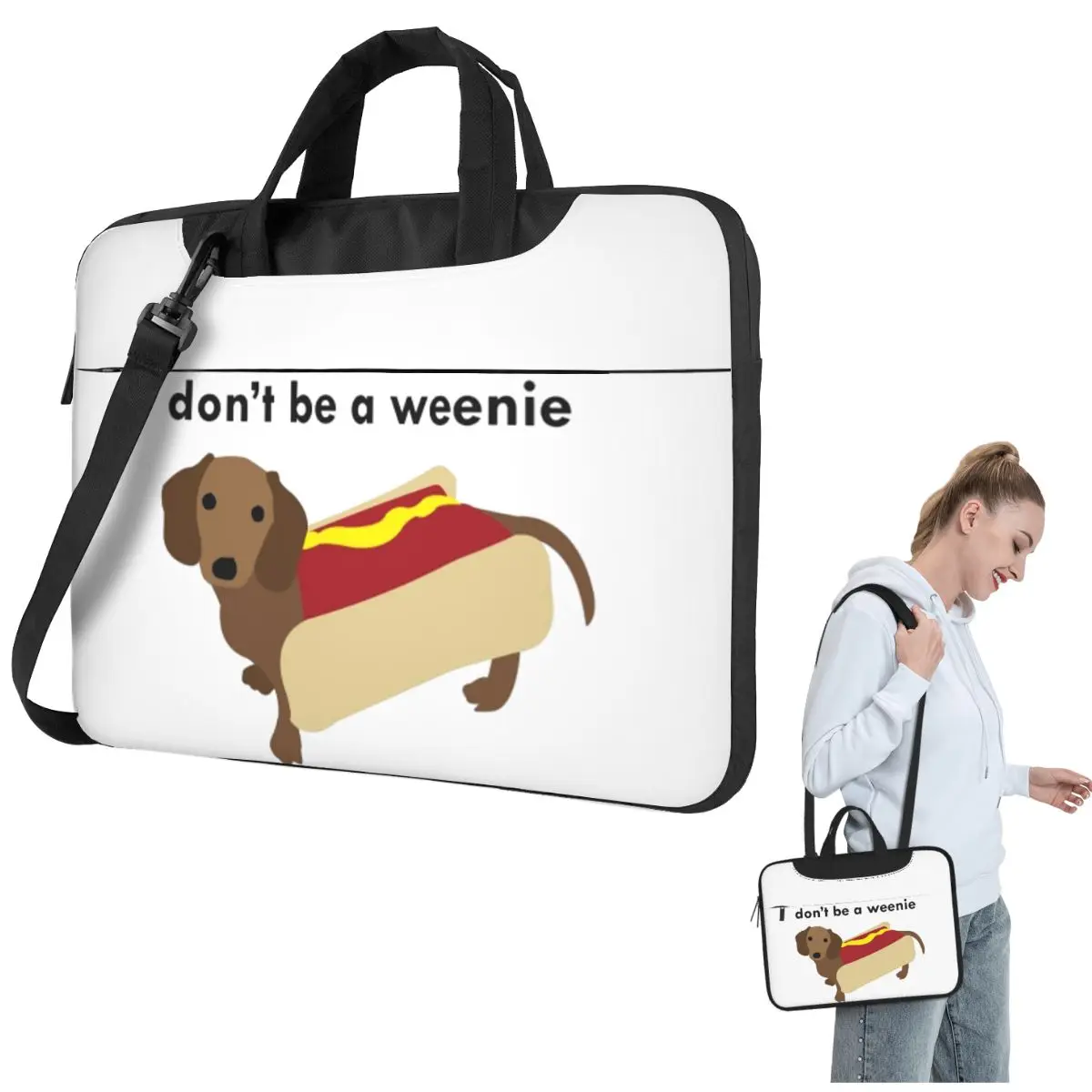 

Little Wiener Dog Crossbody Laptop Bag Case Computer Bag 13 14 15.6 Inch Notebook Pouch for Macbook Pro
