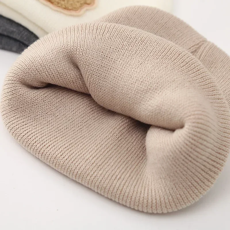 Winter Kids Knit Hats Warm for Infant Newborn Boy Girl Beanie Fashion Cute Cartoon Bear Crochet Bonnet Hat Autumn 0 To 1 Years