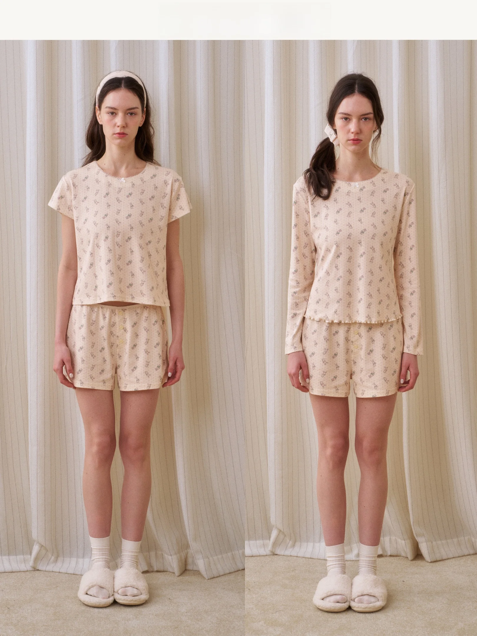 

Ультрамягкий летний комплект для сна с принтом в горошек и кроликами, женская домашняя одежда, повседневный стиль, платье миди с коротким рукавом