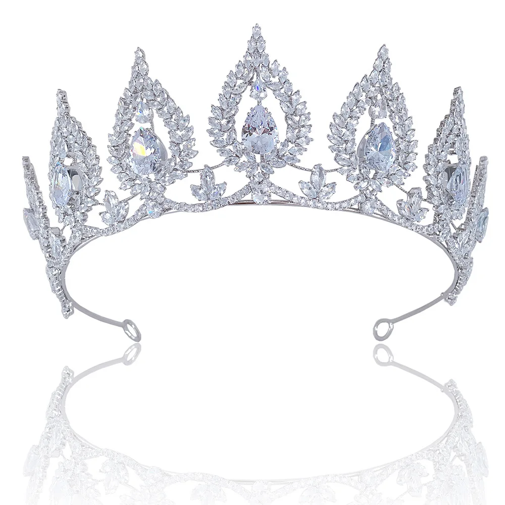 Luxury Cubic Zirconia Royal Queen Tiaras Women Princess Jewelry Sliver Bridal Crowns Bride Pageant Diadem Wedding Headpieces