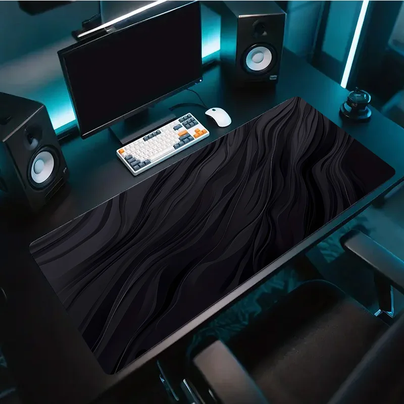 

E-sports Gaming Mouse Pad Black Flowing Texture Desk Mat Office Accessory Computer Decoration Desktop Decor Gaming Mouse Pad