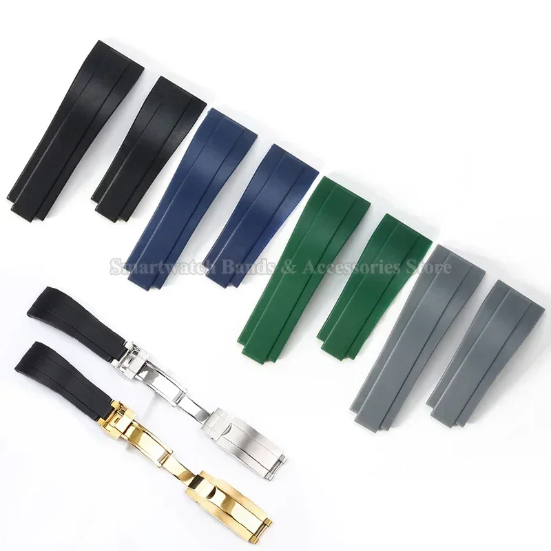 20mm TPU Silicone Strap for Rolex for Submariner for Daytona Rubber WristBand Waterproof Bracelet Metal Folding Buckle Accessory