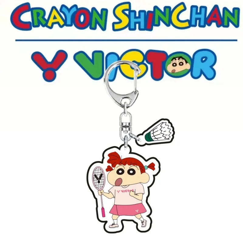 Crayon Shin-chan badminton Keychain Cute Cartoon Backpack Pendant Matching kawaii Girls Accessories Birthday Gift Kids Toys