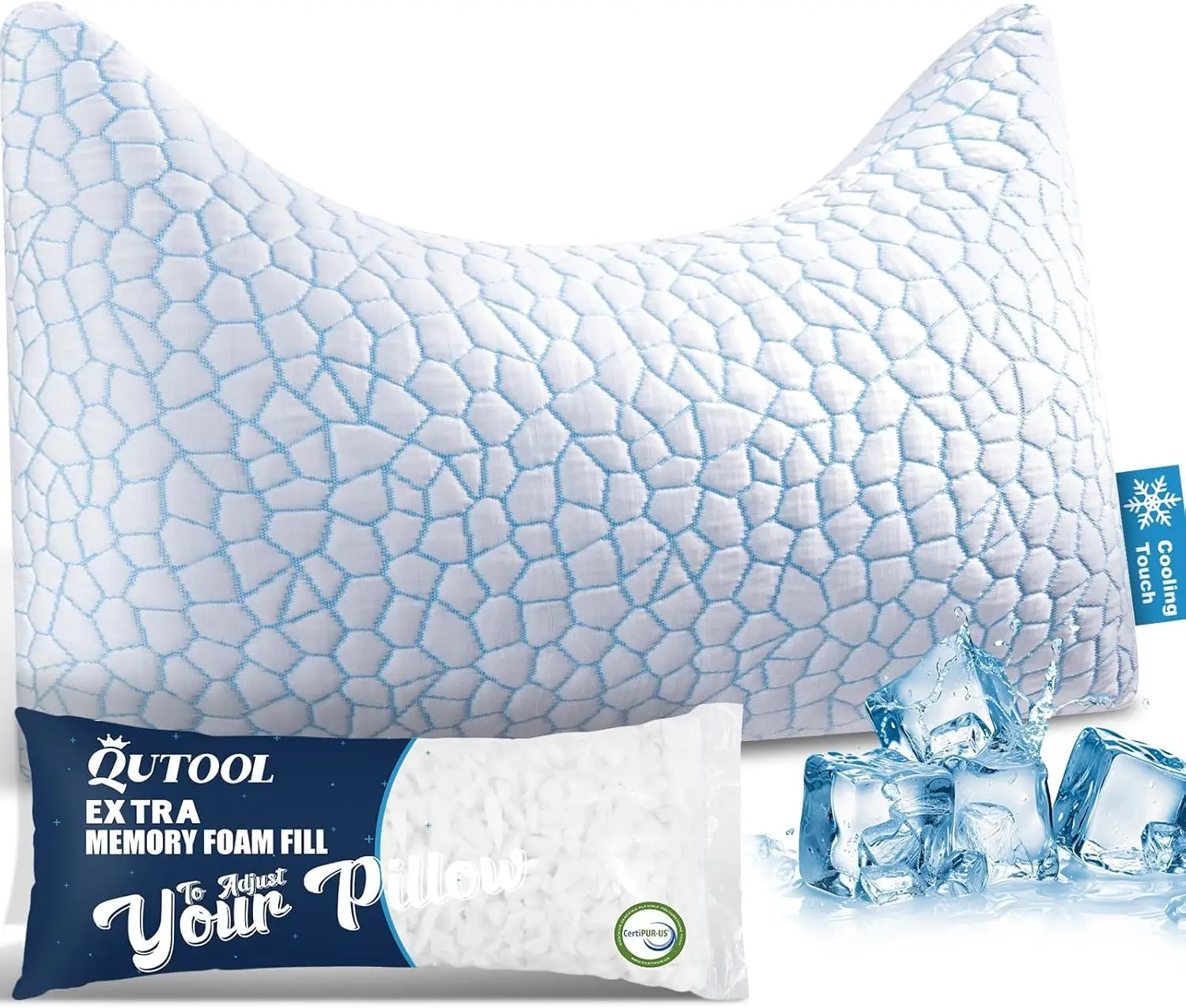 

Регулируемая охлаждающая подушка для сна на боку для снятия боли в шее и плечах, размер Queen с дополнительным наполнением из пены