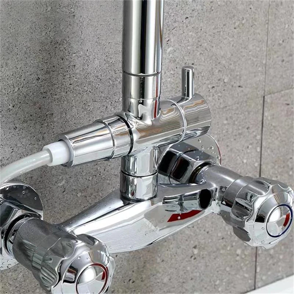 Faucet T Adapter Chrome Shower Arm Splitter Anti-scratch 3-Way Shower Arm Diverter Corrosion Resistant for Handheld Showerhead