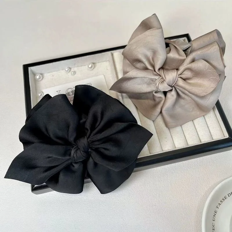 1 مشبك إكسسوار شعر على شكل فيونكة كبيرة باللونين الأبيض والأسود، مشبك إكسسوار للشعر، مشبك إمساك من القماش للنساء، غرا شعر كبير للخريف والشتاء #4