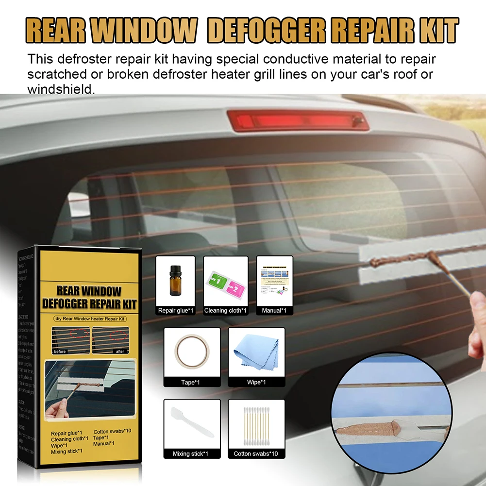 Car Rear Windshield Defogger Repair Kit DIY Quick Repair Scratched Broken For Car Rear Windshield Replacement Accessories