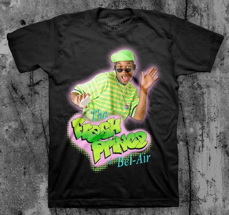 Camiseta Gráfica Estilo Fresh Prince Of Bel-Air Y2K Vintage, Novidades Primavera/Verão, Ajuste Regular, Casual, Streetwear Masculino e Feminino