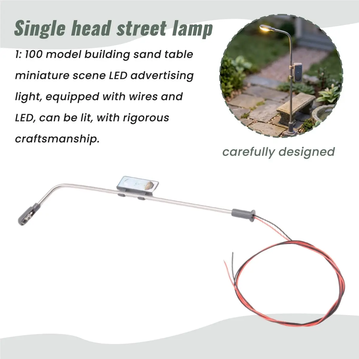 【NEW B63C】 20 Pieces Mini Model Railway Train Lamppost Street Light LEDs Warm White HO Scale 1:100 Garden Landscape Light