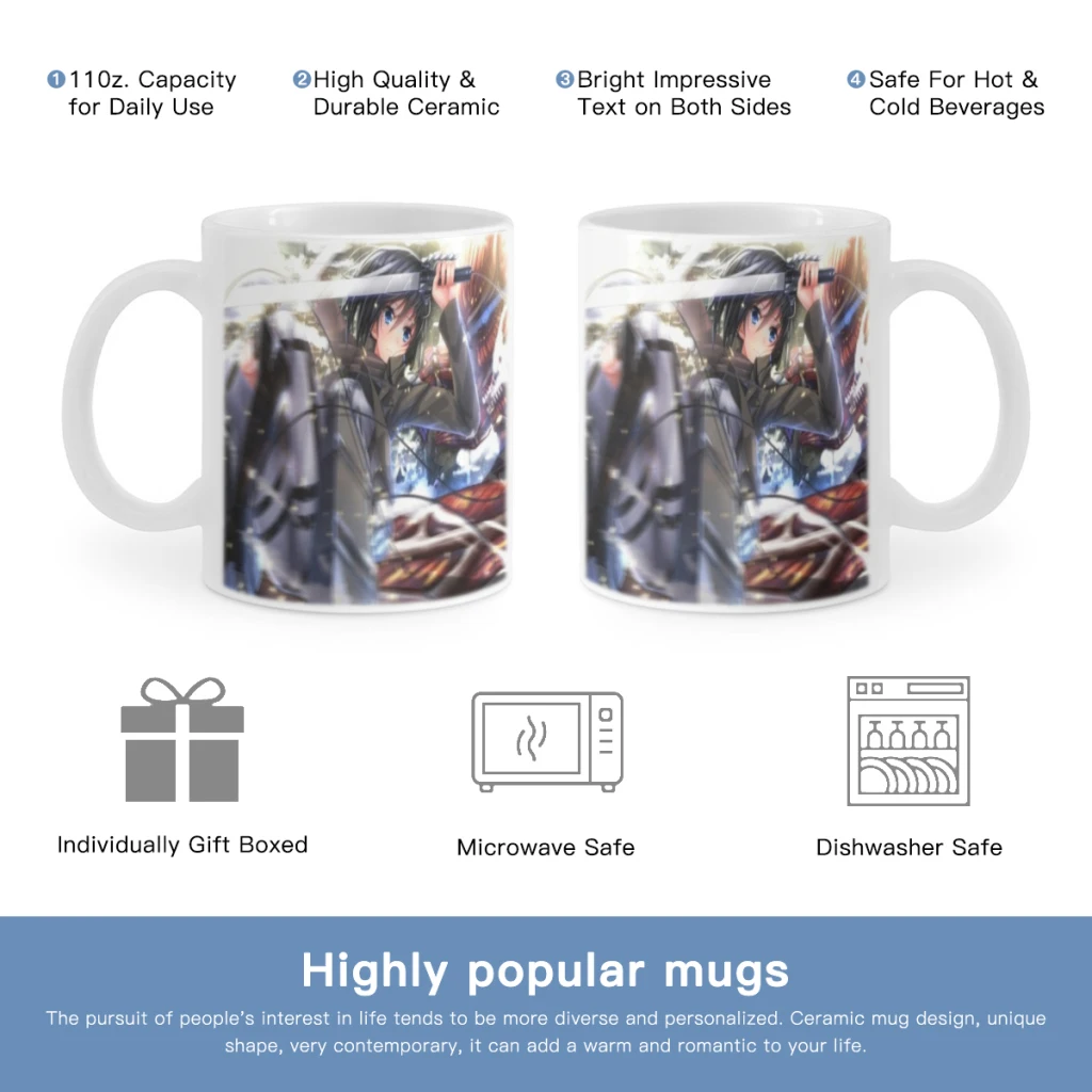 Anime Attack On Titan Soldier Commander Eren Free shipping 11OZ Coffee Mug Beer Mugs Tea Milk Cup For coffee Surprised Gift