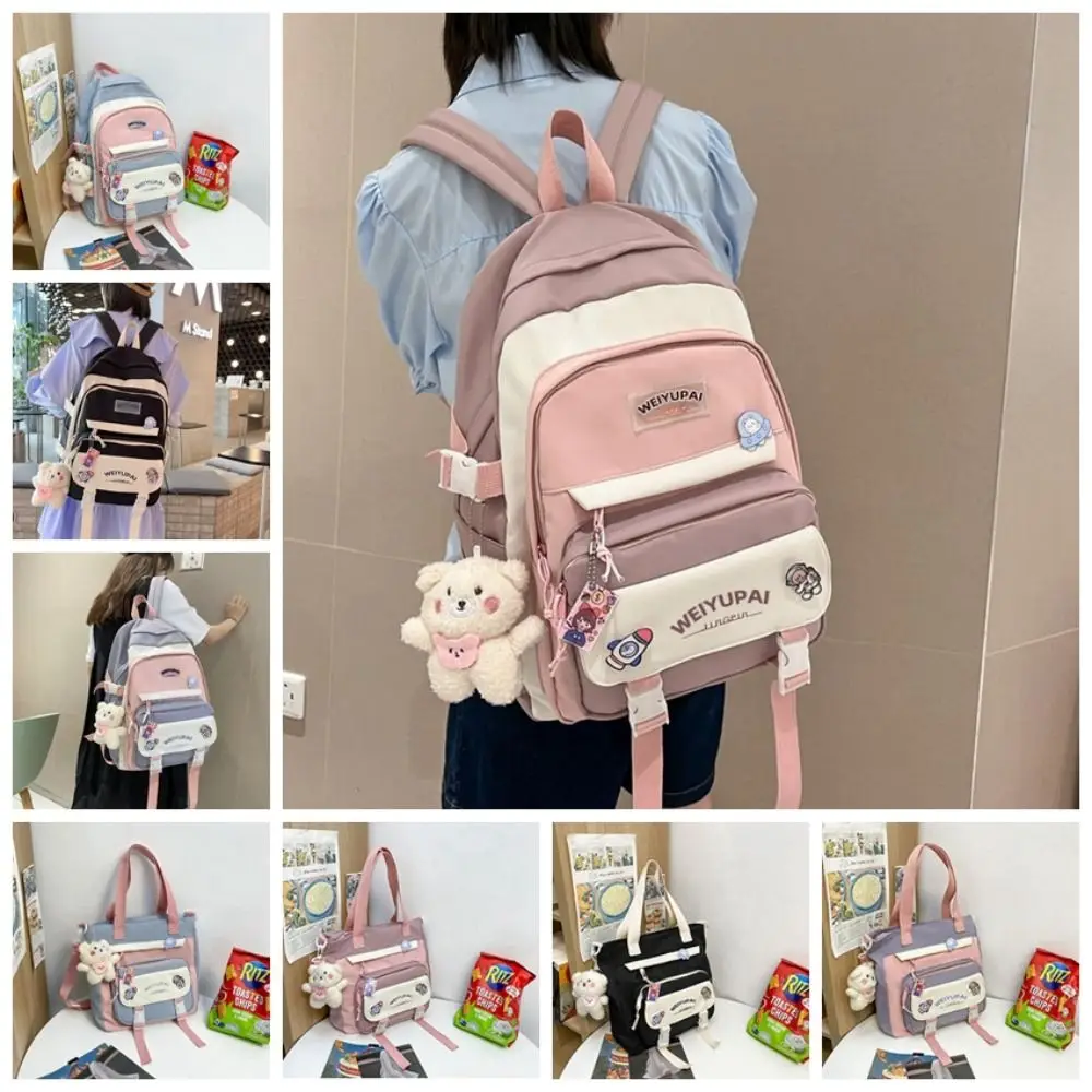 Japanese Style Ins Students School Bags Multi Pockets Bear High School Backpacks Cartoon Candy Color Girls Shoulder Bags Student