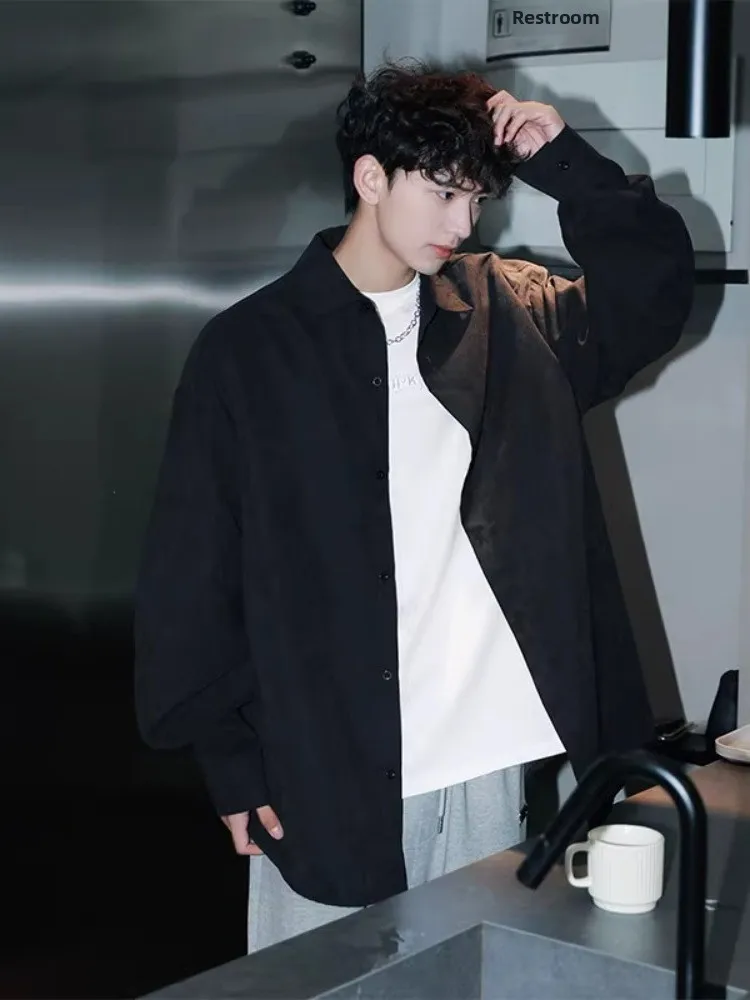 

Мужская рубашка Cleanfit Bla Long Sleeve из дышащего полиэстера, свободного кроя, в американском стиле, с эффектом загара