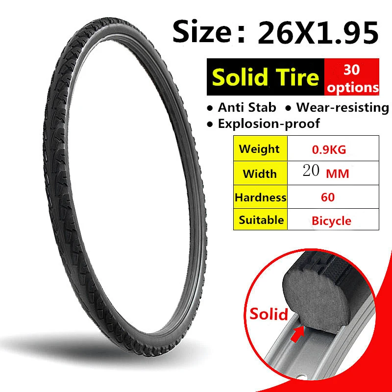 

26*1.95 Bicycle Solid Tire 26 Inch Anti Stab Riding MTB Bike Solid Tyre Cycling Tyre 26 X 1.95 Bike Tire