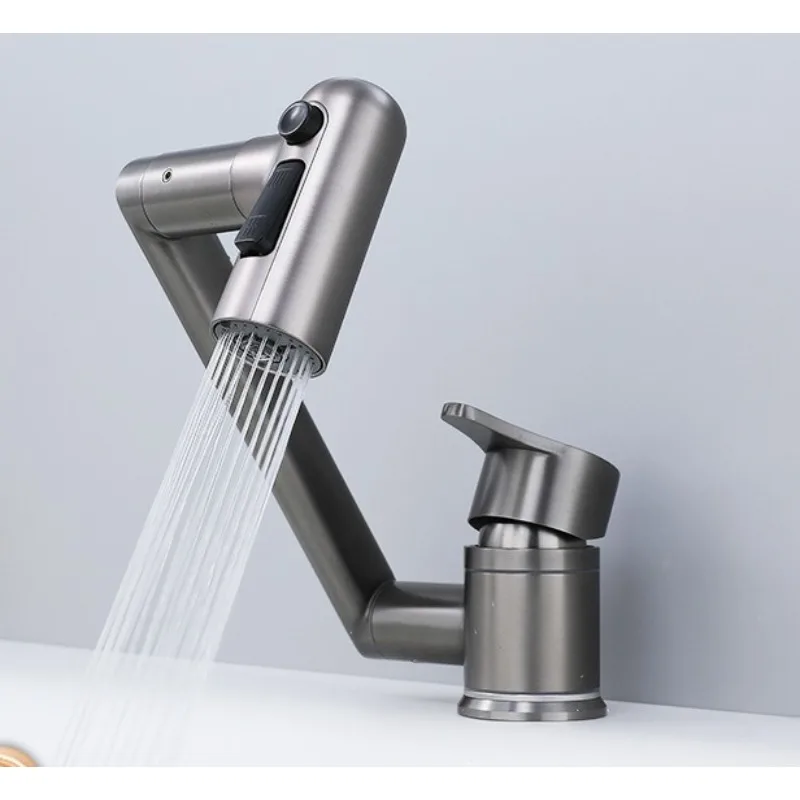 

Basin faucet, hot and cold dual-use, 304 stainless steel bathroom and toilet lifting folding washbasin faucet