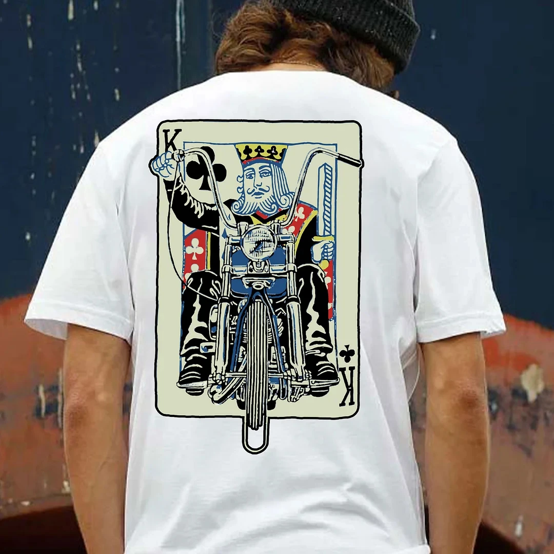 

Poker K Pattern Graphic Casual Black Print T-shirt Men's Harajuku Street T Shirt Men Summer Men Women Short Sleeve Motor Cotton