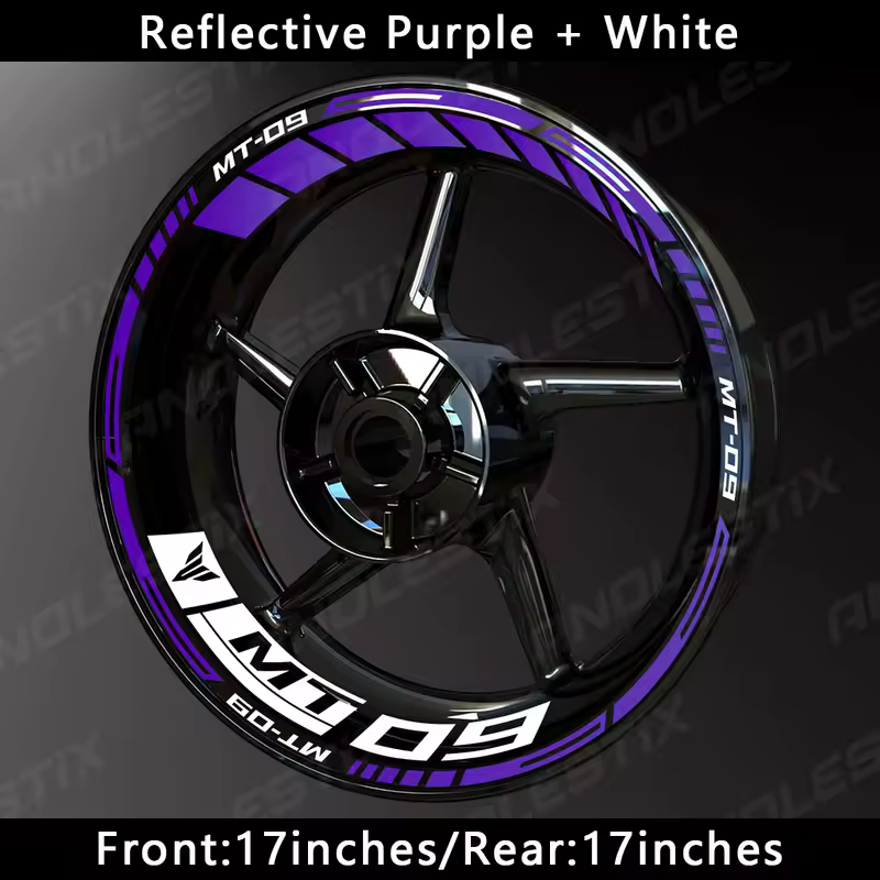 AnoleStix Reflective Motorcycle Wheel Sticker Hub Decal Rim Stripe Tape For YAMAHA MT-09 MT09 - Image 24