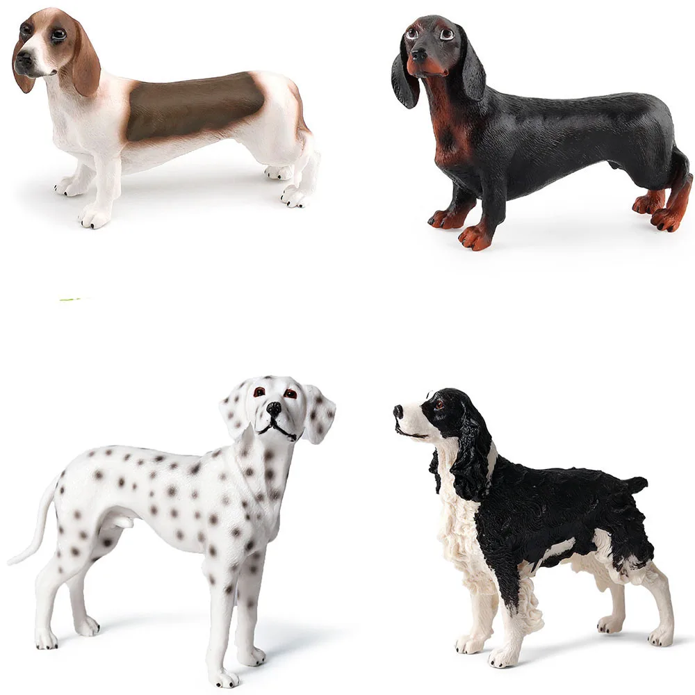 Pet Dog Basset Hound Dachshund Dalmatian Springer Spaniel Figure Simulation Solid Animal  Figurine Cute Model Toy