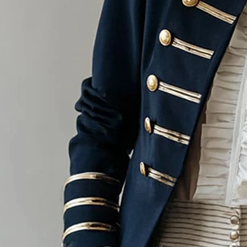 

European American Style Long Sleeve Jacket Coat Fashion Elegant Double Breasted Coat Outerwear For Women Spring Falll Tops