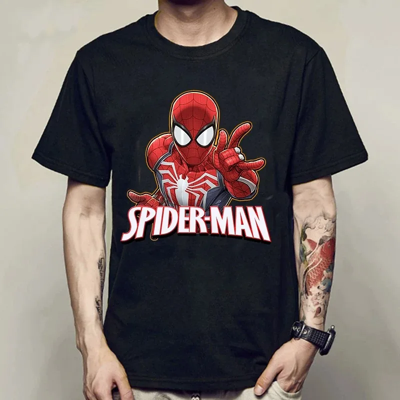 Cartoon Super Hero Spiderman T Shirt for Men Casual Harajuku Streetwear Fashion Graphic T-shirt Unisex Cotton Tops Male Clothing