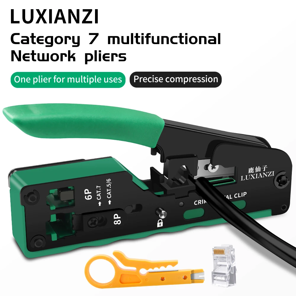 

LUXIANZI Multifunctional Network Crimper Pliers For 6P 8P RJ11 RJ12 Ethernet LAN Cable Cutter RJ45 Crimping Tool Stripper Plier