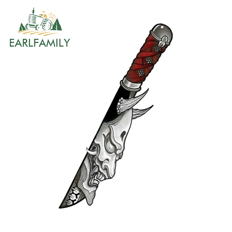 EARLFAMILY Katana Knife Japanese Style Car Stickers Eye-catching Graphics Decals High Quality ATV Car Door Protector Decor