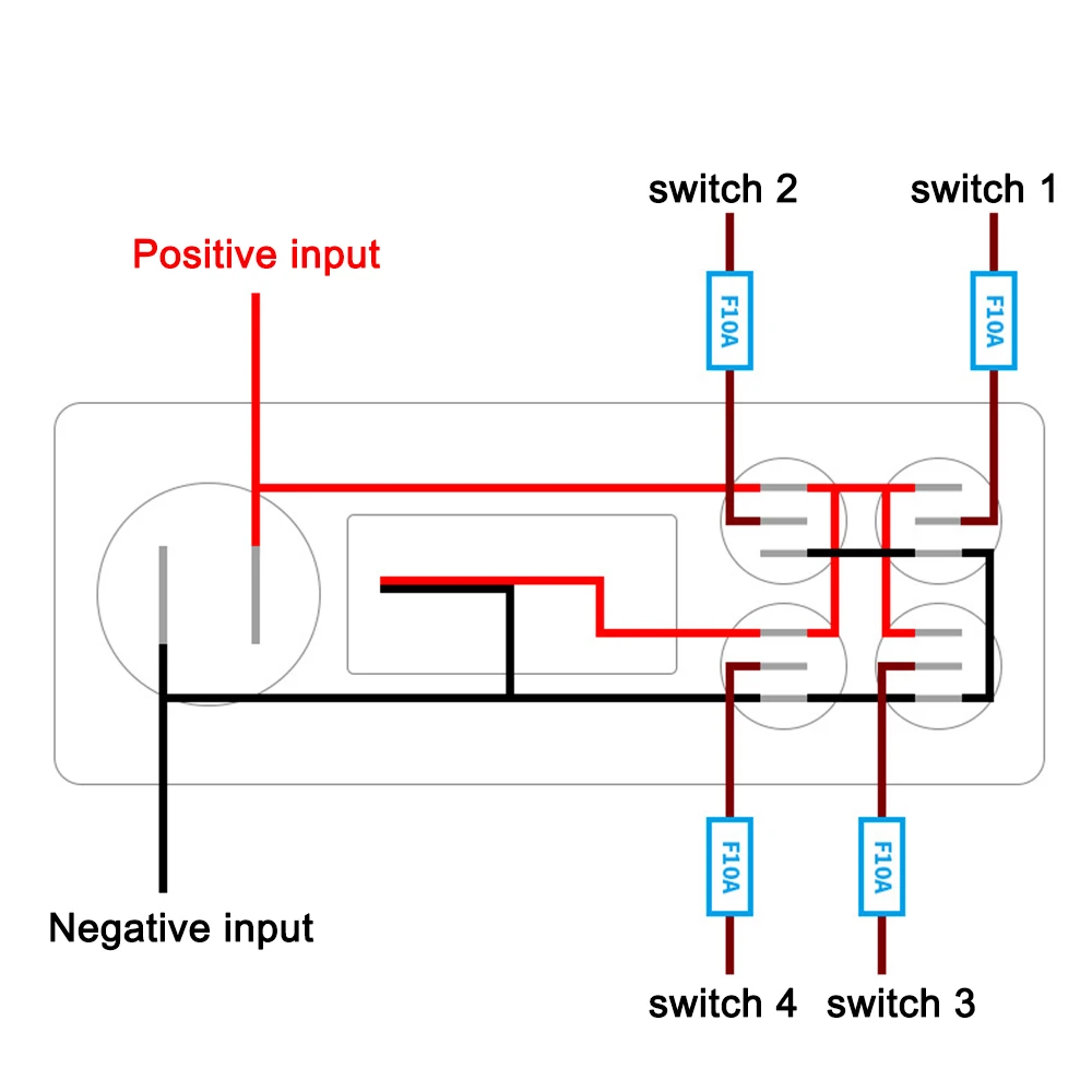 PD para coche RV camión ATV UTV Camper caravana QC3.0 Panel de interruptor de palanca Panel de interruptor de 4 entradas 12-24V voltímetro de carga de coche