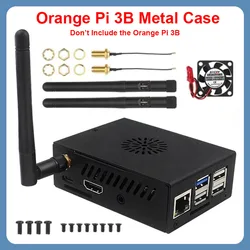 Orange Pi 3B Case Active Passive Cooling Fan Heatsink Optional Antenna for NVMe SSD 2280 Metal Box for Orange Pi 3B Old Version