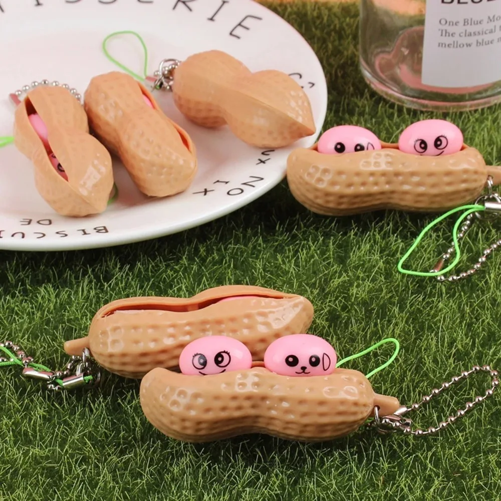 Durable Peanut Anti-stress Fidget Toy Anti-stress Gifts Peanut Key Chain Squeeze Peanut