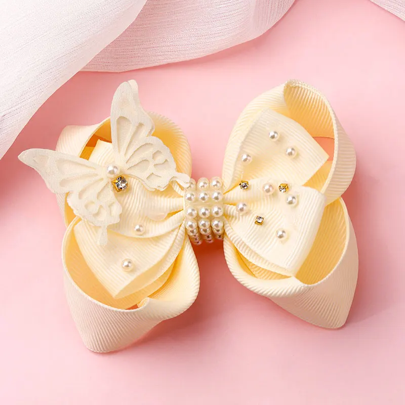 Kawaii Girls Bowknot Hairpins Lace Flower Butterfly Hair Clip New Lace Pearl Hair Bow Clips Boutique Headwear Hair Styling Tools