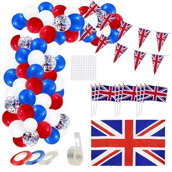 Union Jack Themed Party Decorations VE Day Union Jack Bunting Flags Set Union Jack Bunting Flags Set Red/Blue/White Balloons
