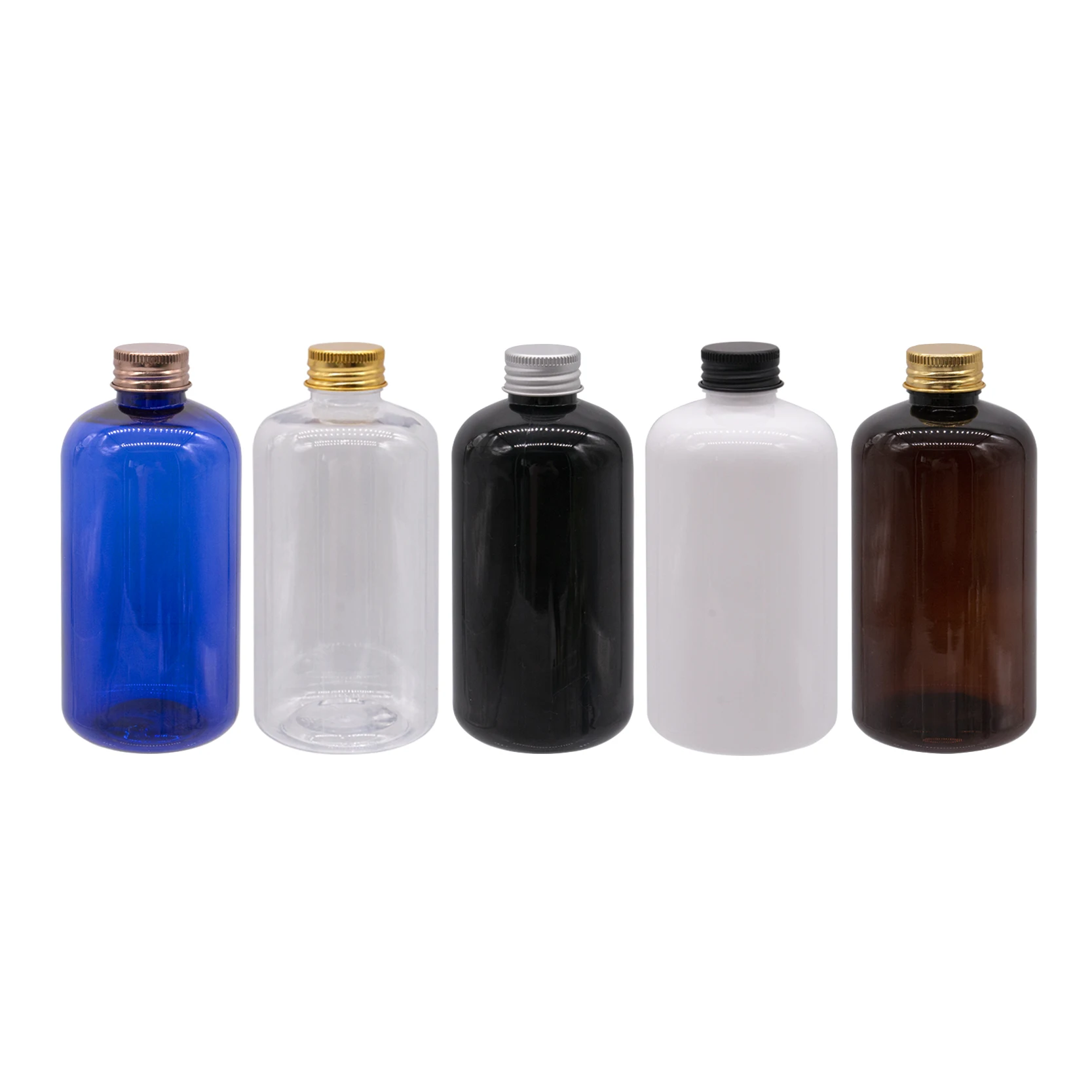 

250ml X 24 Empty Skin Care Cosmetic Package Bottles With Gold Silver Black Aluminum Screw Cap Toner Container Oil Plastic Bottle