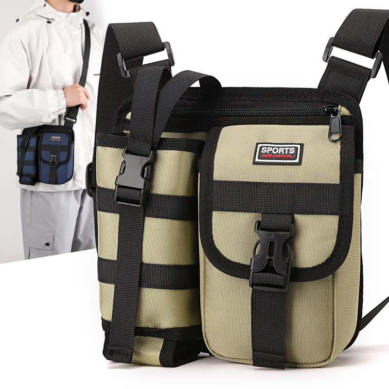 

Nylon lightweight men's single-shoulder bag with multiple pockets, lockable water bottle storage, cycling crossbody bag