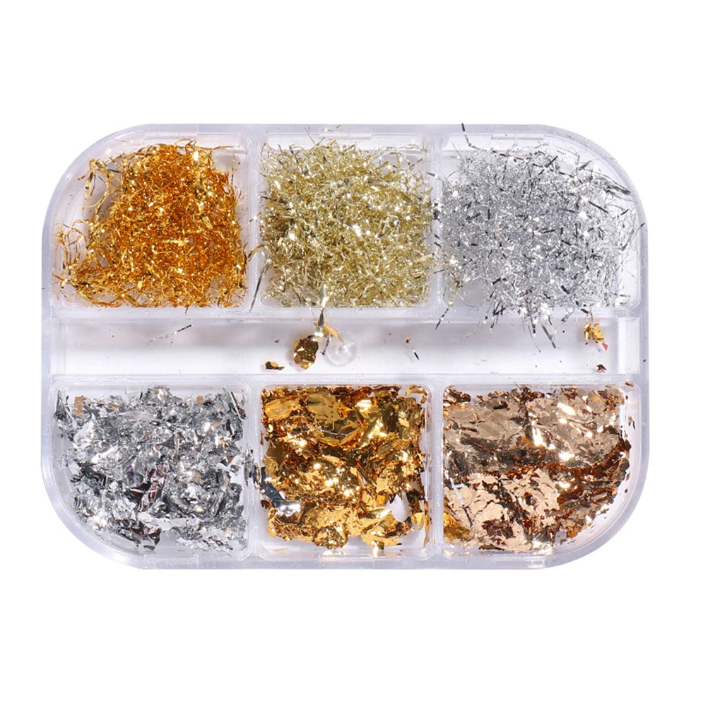 

2 коробки декоративных стразов и блесток для ногтей: золотые, серебряные наклейки для маникюра, украшения для ногтей на Рождество, Хэллоуин, вечеринки, товары для маникюра
