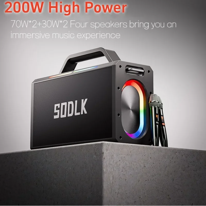 

Original genuine SODLK 200W high-power subwoofer outdoor karaoke system sound card Bluetooth speaker home KTV with microphone