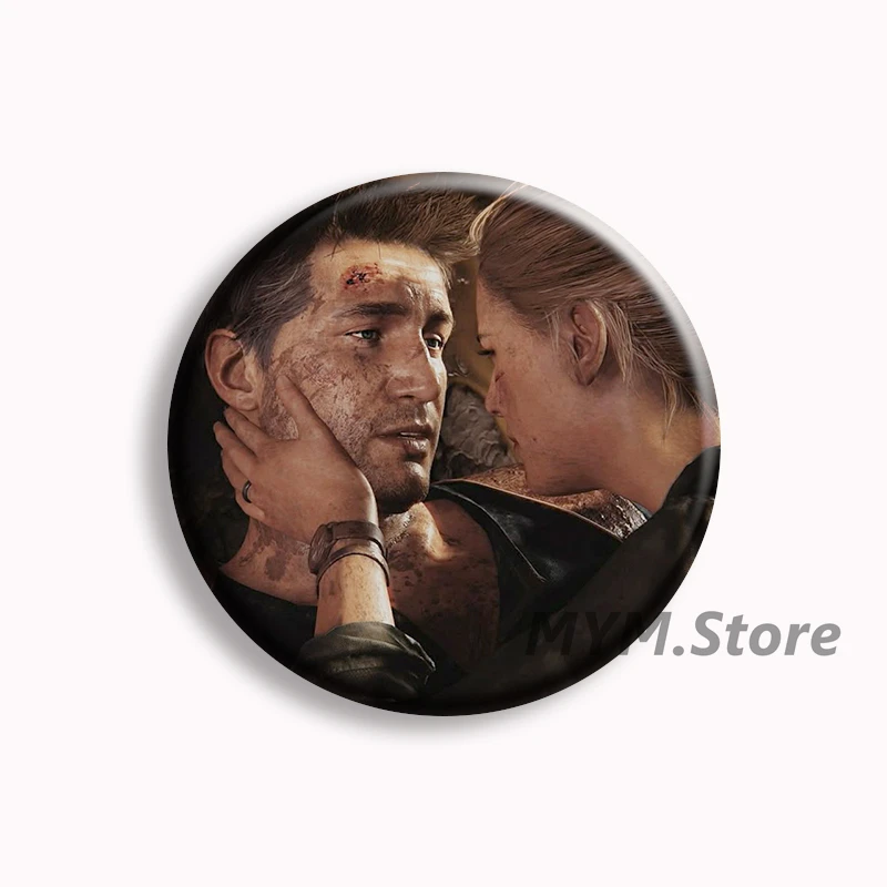 Movie Game Uncharted 4 Soft Button Pin Nathan Drake Nate & Sam