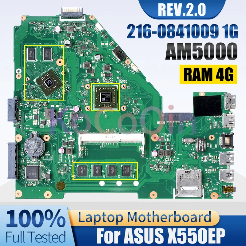 REV.2.0 X550EP For ASUS X550W X550WA X552W X550E D552E X552E X550EA MAIN BORAD AM5000 RAM 4G GPU 1G Notebook Mainboard