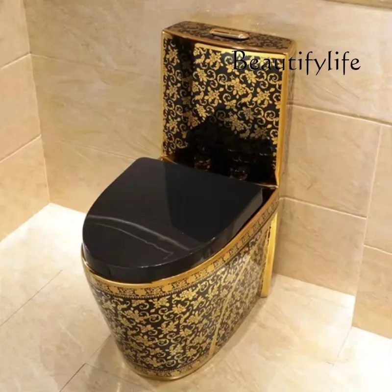 

S Vaso Sanitario Black Gold Color Toilet Bowl Sanitarios Wc Luxury Bathroom Ceramic Toilet Commode