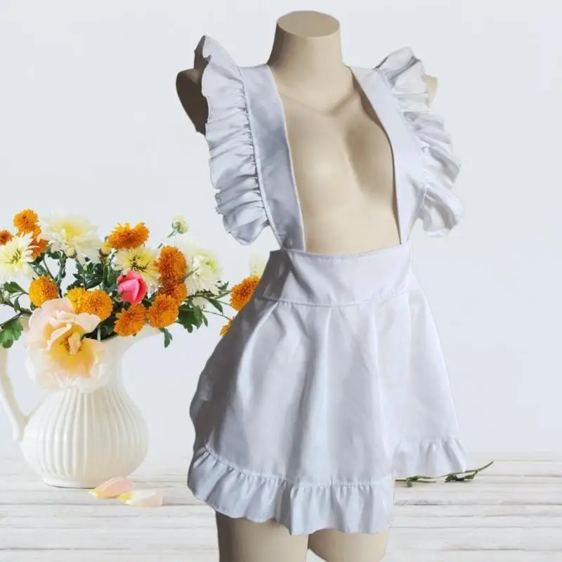 39BD Halloween Girl Maid Cosplay Costume Half Apron Maid Cosplay Apron for Halloween Cosplay Themed Parties