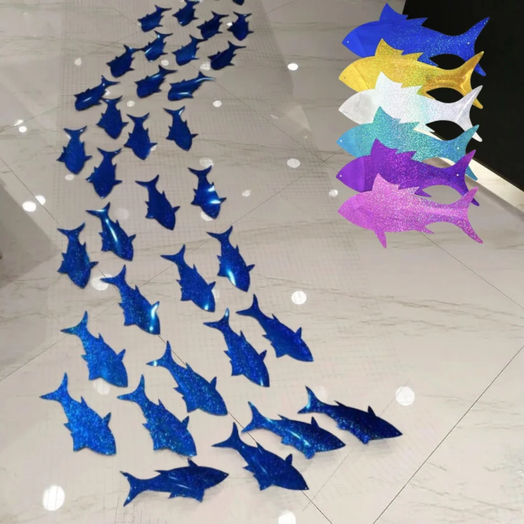 10pcs 18cm Big Fish Laser Sequins Glitter Fish Pendants DIY Ocean Theme Wedding Birthday Party Hanging Decoration Accessories